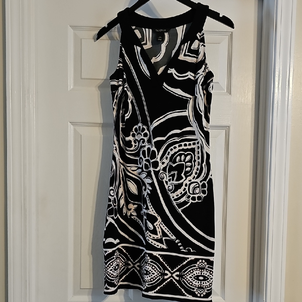 White House Black Market Black and White Patterned Mini Dress
